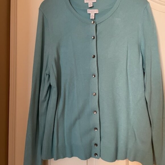 Charter Club Seafoam Cardigan & Tank Sweater Set, L/XL - Picture 1 of 4